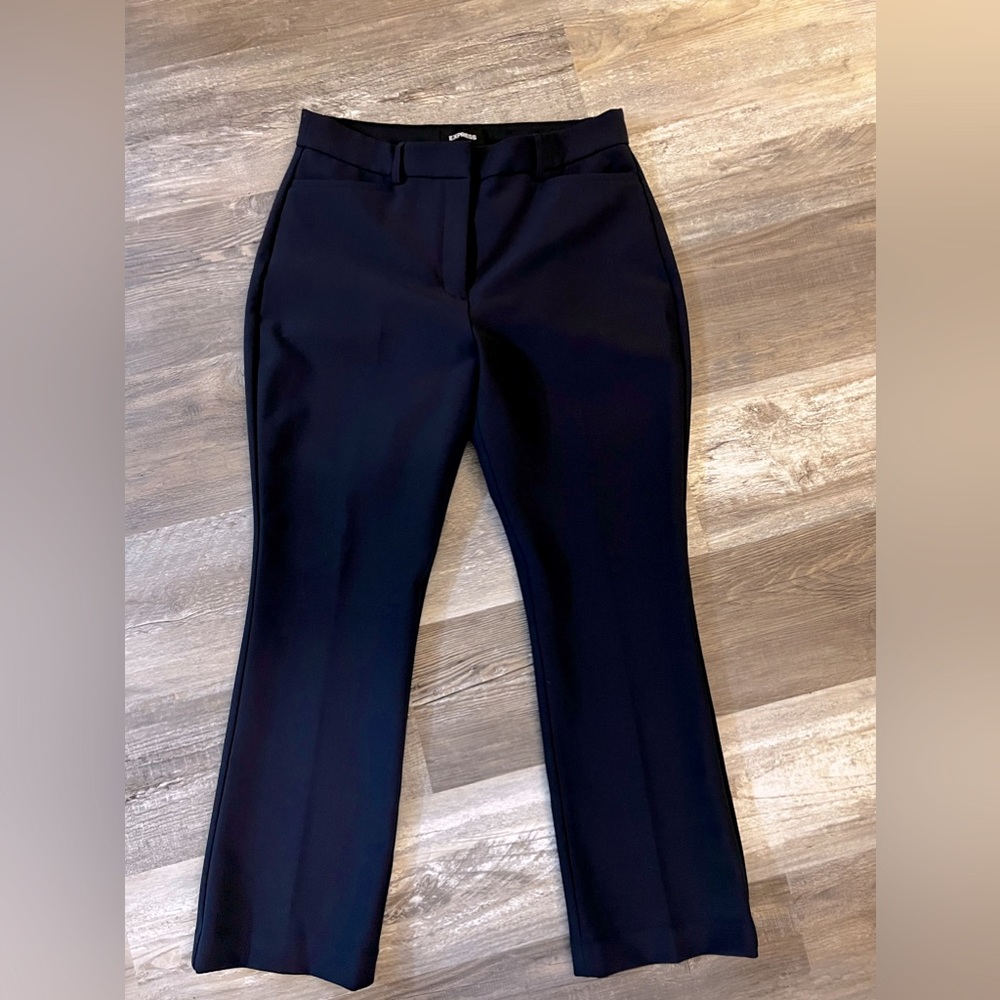 EXPRESS High-Rise Bootcut Trousers Navy Sz 10S